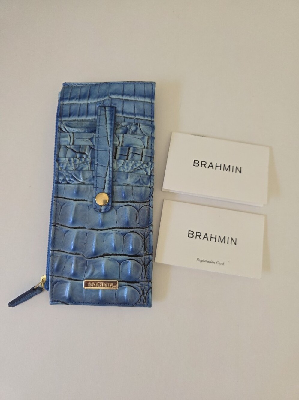 Brahmin Duxbury Electric Blue Ombre Melbourne Satchel Crossbody + Wallet - Picture 12 of 15